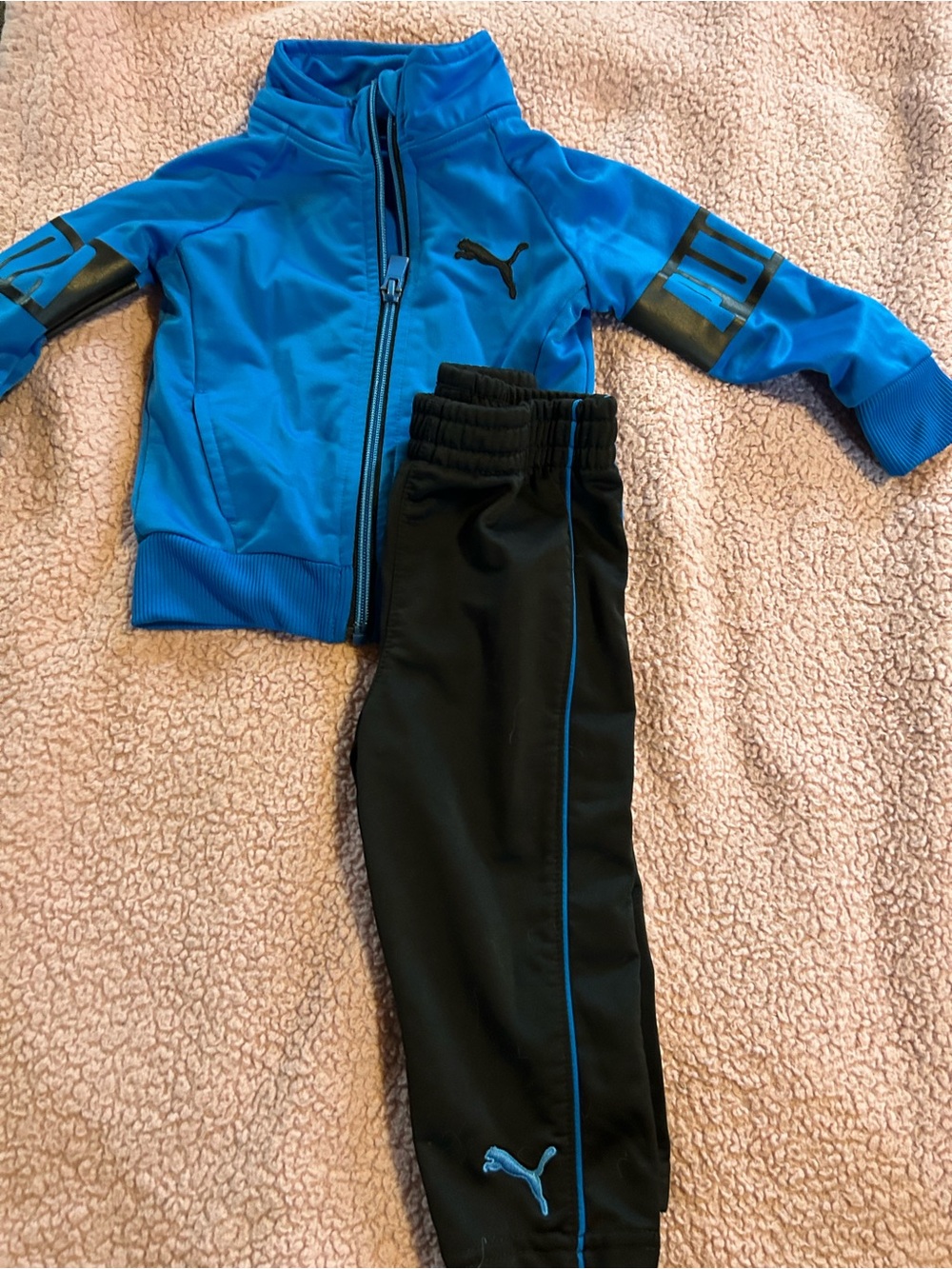 Puma Kids Blue and Black jacket & Pants Set
